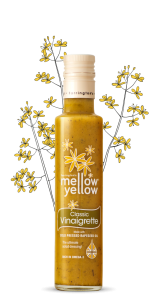 Farrington's Mellow Yellow Classic Vinaigrette with rapeseed plant backdrop