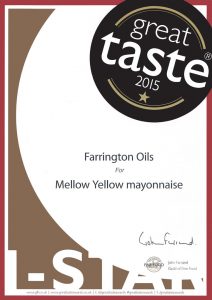 Farrington's Mellow Yellow mayonnaise great taste award 2015 certificate