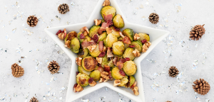 Roasted Bacon Cranberry Walnut Sprouts