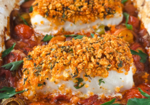 Spanish Style cod traybake