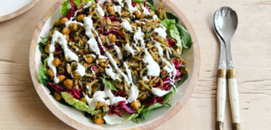 Falafel salad with whipped feta
